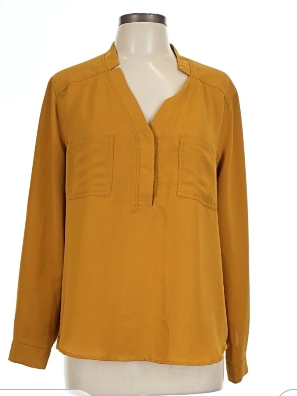 Nine West Mustard Split V-Neck Long Sleeve Tunic